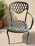 Sedia da esterno design antracite con braccioli