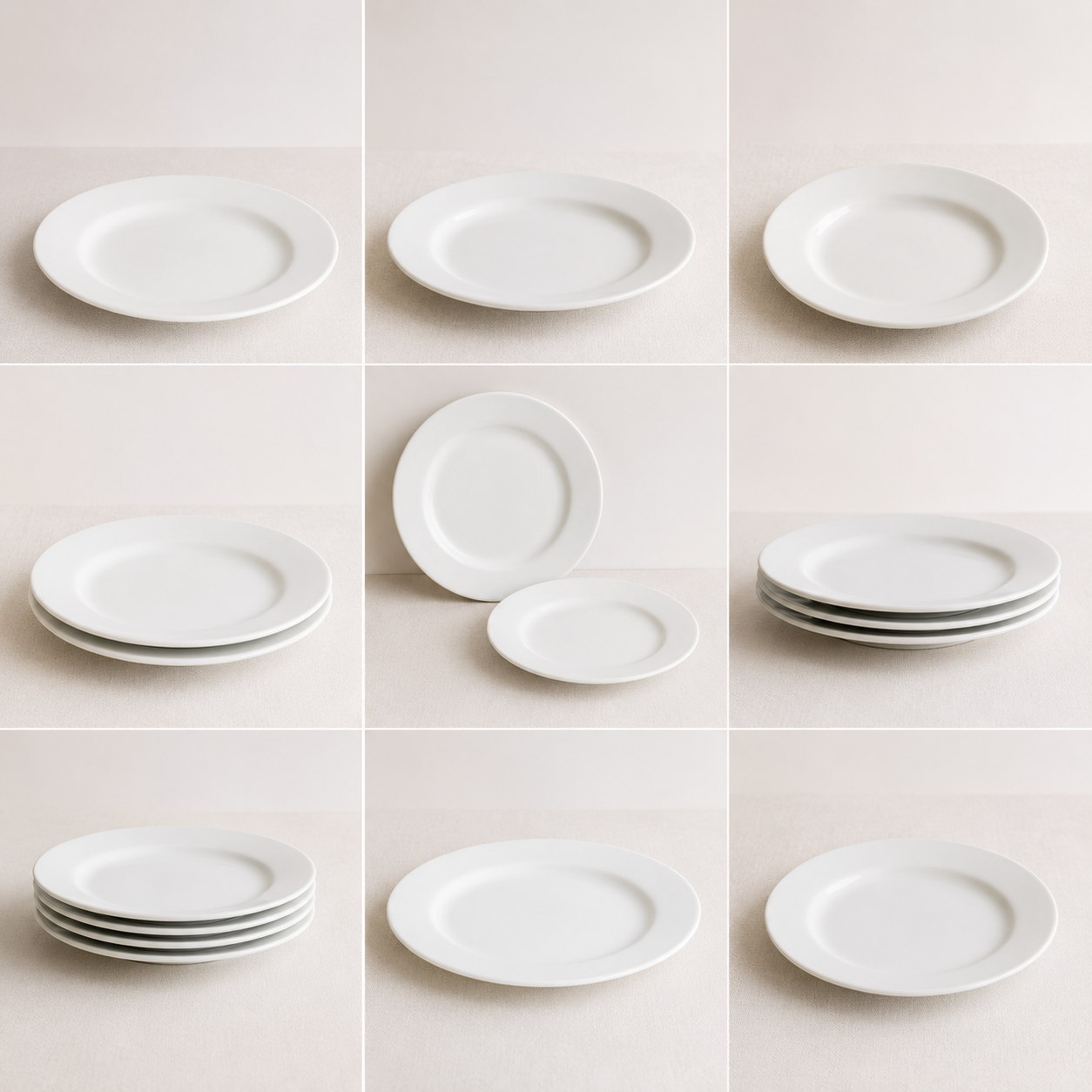 Set piatti minimal bianchi