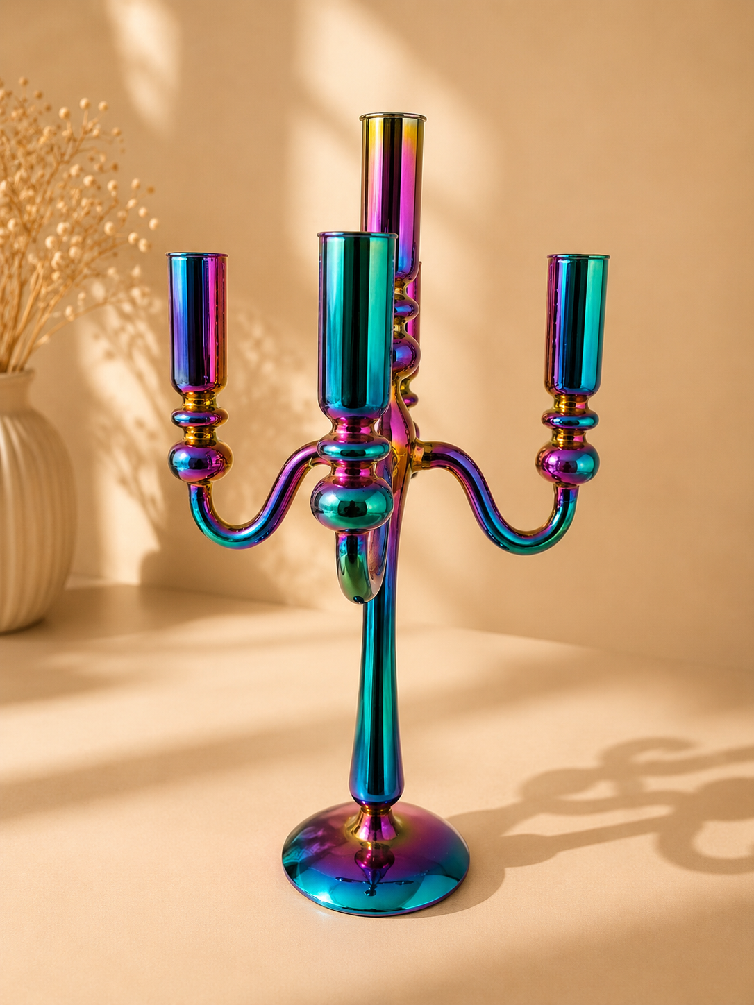 Candelabro iridescente design - pezzo unico